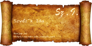 Szvák Ida névjegykártya